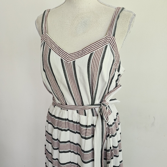 Loft Striped Ruffle Faux Wrap Dress - Picture 3 of 9
